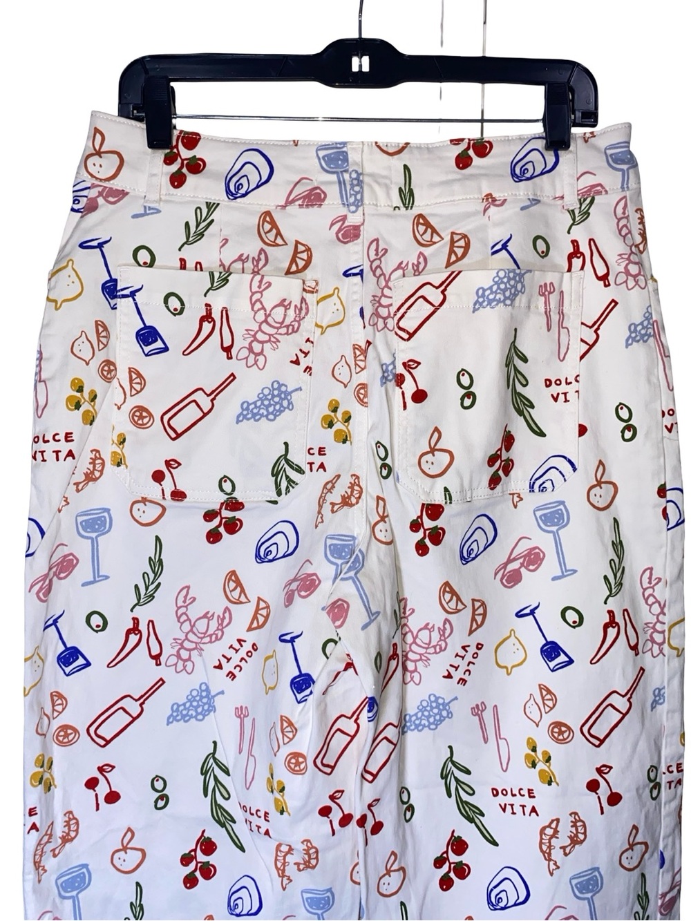 Wide-Leg Crop Pants in White with Multicolor Print - Picture 6 of 9